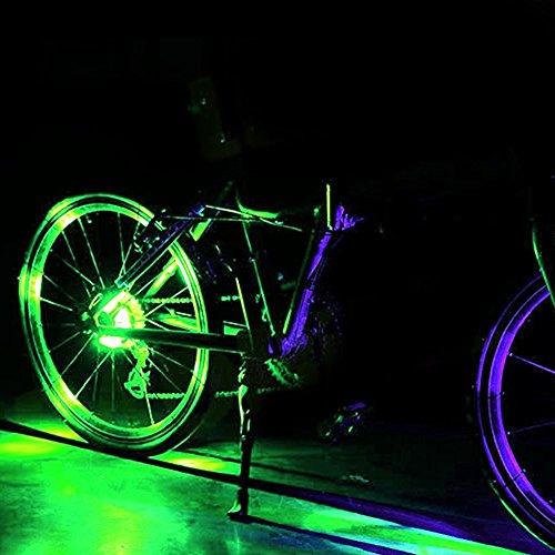 Lufei Led Bike Wheel Lights Hub Light Led Spoke Warning Lights Cycling Decoration Night Riding Bicycle Wheels Lights. (Green) #TOP3