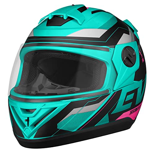 Pro Tork Liberty, Capacete para Moto Adulto Unissex, Verde (Turquesa/Pink), 62