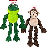 KONG Knots Oversized Dog Toy - Large/X-Large - with Inner Rope Skeleton (Frog/Monkey Combo)