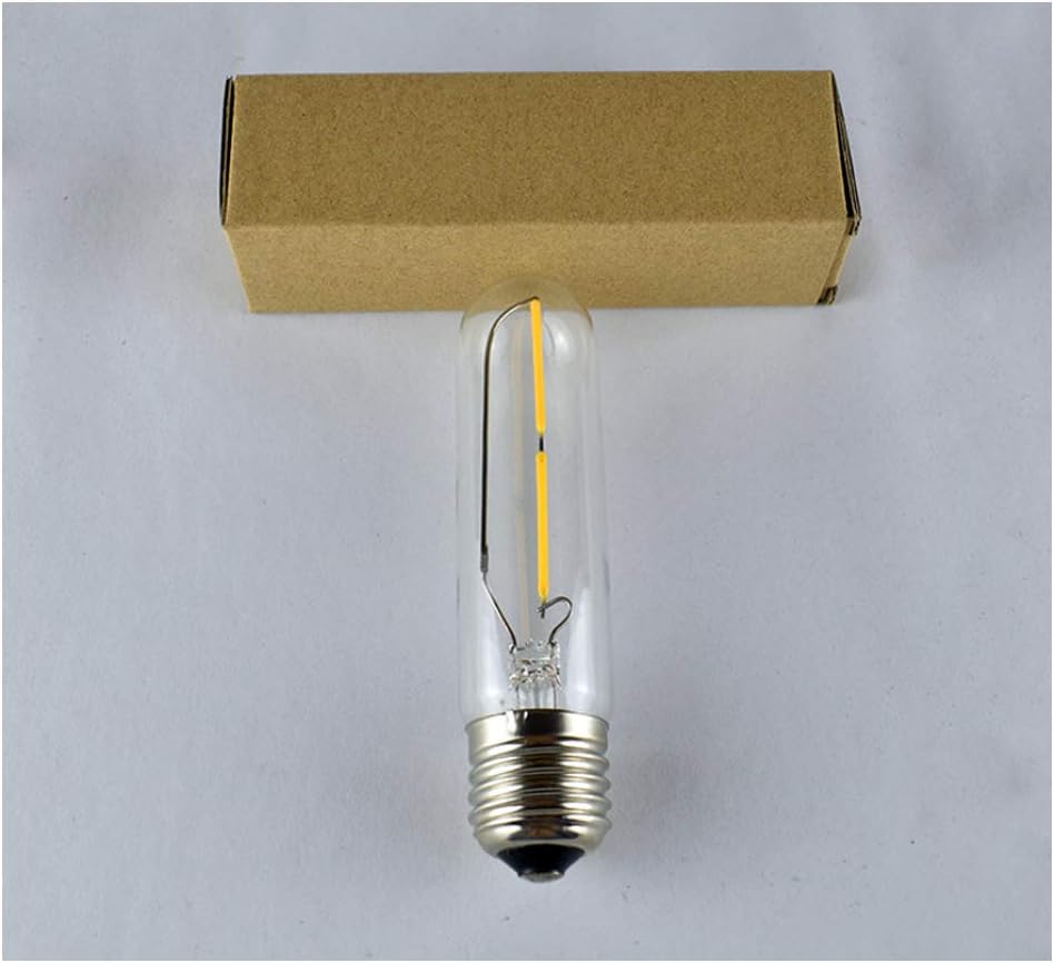 T10 Tubular LED Bulbs, 20W Incandescent Equivalent, Dimmable 2W Warm White 2700K Light, E26 Base, 5.25 Inch Edison Style Tube Bulbs Clear Glass 300 Lumen CRI>90+, 8-Pack