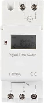 Programmable 7 Day Digital Timer Switch, 30A Electronic Time Control with 16 On/Off Settings, Screw/Rail Mounting 220V