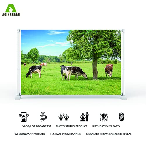 Aoihrraan 2,7x1,8m West Pasture Backdrop Grassland Ranch Cows Green Lawn Prairie Scenery Photography Background Baby Shower Decor Banner Children Adults Travel Artistic Portrait Photo Studio Props - Image 2
