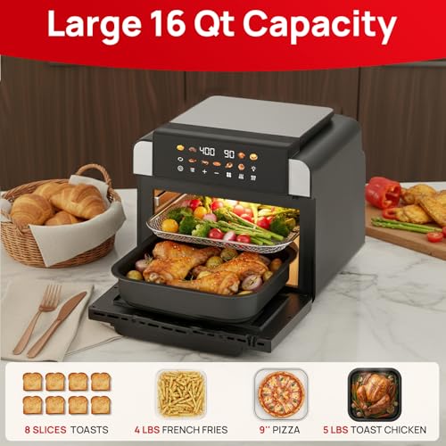 Image of 16 Qt Air Fryer Toaster Oven Combo with PFAS-Free Ceramic Coating