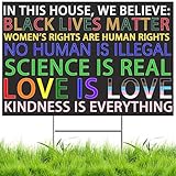 No Kings Yard Sign Protest Signs Against 47th President In This House We Believe Yard Sign,Black Lives Matter Resist-Racism Against-Fascism Democracy Protest Sign With H-Stake Metal 18x12inches