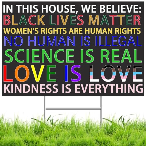 No Kings Yard Sign Protest Signs Against 47th President In This House We Believe Yard Sign Black Lives Matter Resist-Racism Against-Fascism Democracy Protest Sign With H-Stake Metal 18x12inches