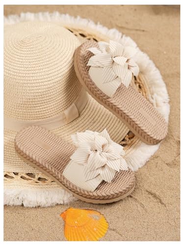 Image of GORGLITTER Girl's Sandals Summer Cute Fashion Trendy Beach Vacation Slides Sandals Bow Braided Slip on Dress Sandals