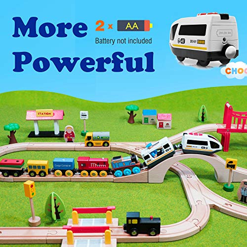 Tiny Land Battery Operated Action Locomotive Train (Magnetic Connection)- Powerful Engine Bullet Train Set Compatible With Thomas, Brio, Chuggington - Train Toys For Toddlers #TOP3