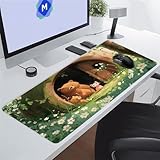 KIZIFI Alfombrilla Ratón XXL 900x400x3 mm, Osos Dibujos Animados Alfombrilla de Ratón para Escritorio, Bordes Duraderos Antidesgaste, Antideslizante, para Jugadores, PC, Oficina