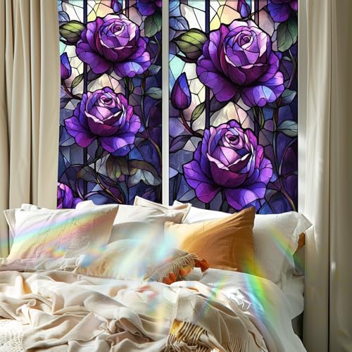 Image of Nuxovilar Gothic Halloween Dark Purple Rose Window Film 17.5x39.3 PVC