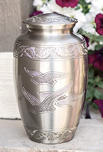 Peaceful Freedom Silver Pewter Cremation Urn for Ashes/Funeral Urns by Glow Choice/Gift or