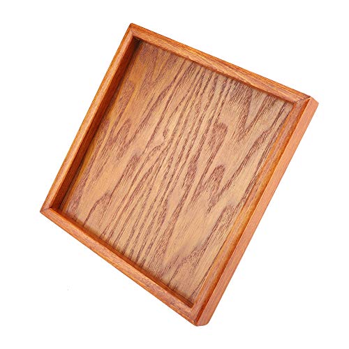 Small Wooden Tray, Square Solid Wood Tea Tray Coffee Sushi Snacks Serving Plate for Cafe Restaurant(12.5 * 12.5cm) (18 * 18cm)