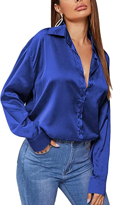 finaxo fashion Women's Satin Shirt with Spread Collar Neck Line Solid Pattern Full Sleeves Regular Fit Western Style and Standard Length-picture-30