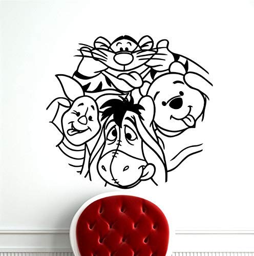 Winnie The Pooh Autocolantes de parede Winnie The Pooh Piglet autocolantes de vinil de desenhos animados sala de jardim de infância autocolantes de decoração para quarto de crianças 58 x 82 cm