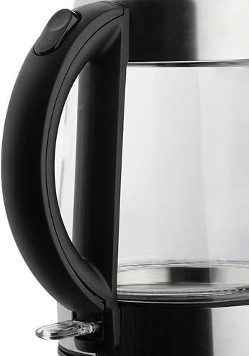 Miniatura 5 de Hervidor de agua eléctrico de vidrio borosilicato 1.7L, 1500W-1800W, sin BPA, cuerpo plateado
