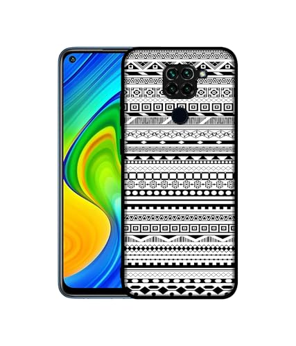 Image of Black & White Patterns Design Premium 2D Printed Metal Back Case Cover for Mi Redmi Note 9 4G