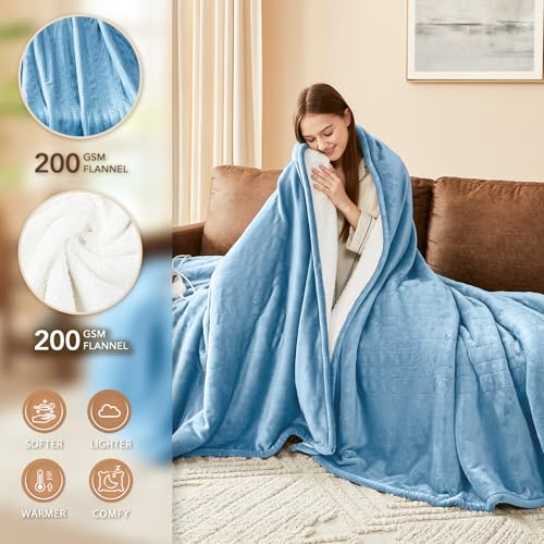 Image of Homemate Heated Electric Blanket King Size - 100 inchx90 inch Heating BedBlanket Throw with 10 Heating Levels&8 Hours Auto Off, Fast Heating Over-Heated Protection Ultra Soft Flannel ETL Certified, Grey