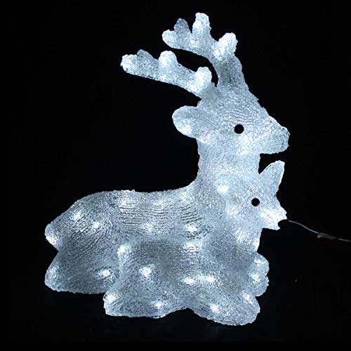 Preisvergleich Produktbild Unbekannt Acryl Hirsch mit Baby 60 LEDs kaltweiß innen und außen