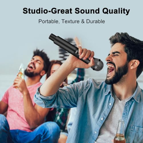 Wireless Microphone for Singing Portable Rechargeable Dual Handheld Cordless Metal Singing Microphone for 2 People for Speech, Church, Party, Home KTV, DJ,Wedding - Image 3