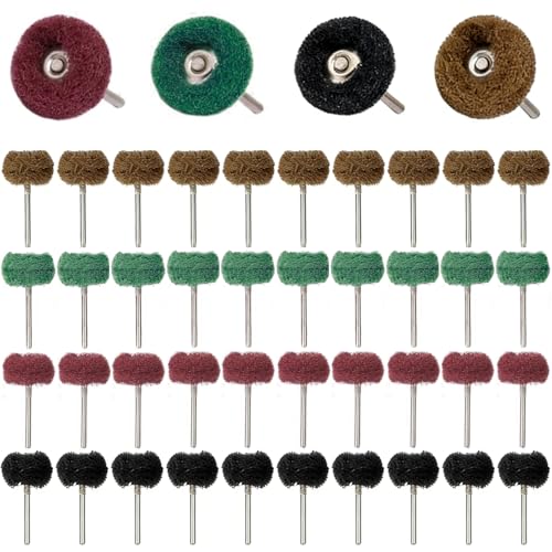 40 discos de lijado de 25 mm, grano 80/150/240/400 1/8 pulgadas vástago estándar para atornillador inalámbrico Dremel metal madera cristal pulido accesorios de pulido