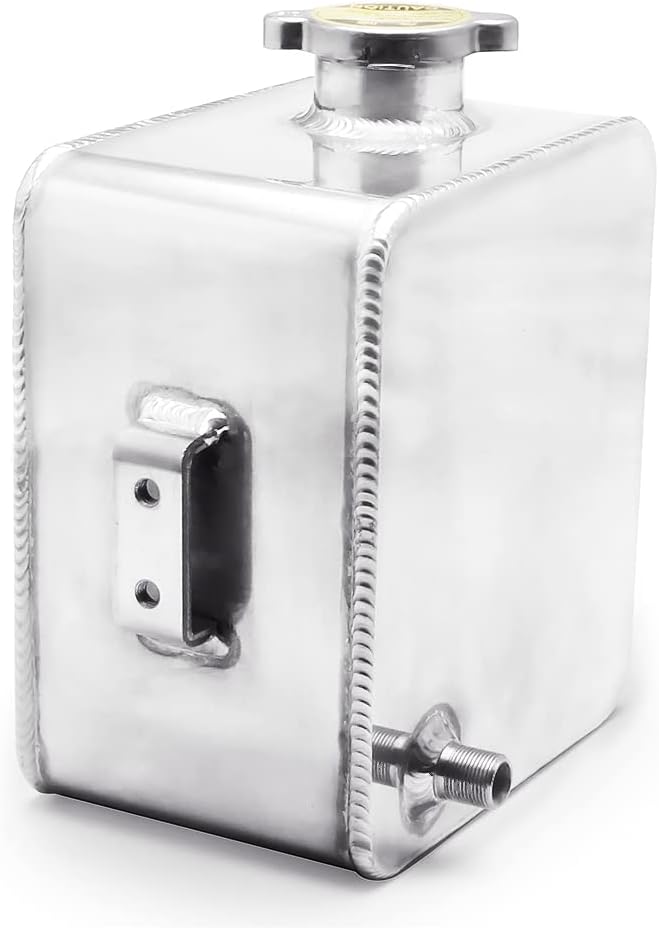 Coolant Expansion Tank Radiator Overflow Tank Water Coolant Reservoir Tank Aluminum Radiator Catch Can Complete Header Kit Universal Silver 2.5L