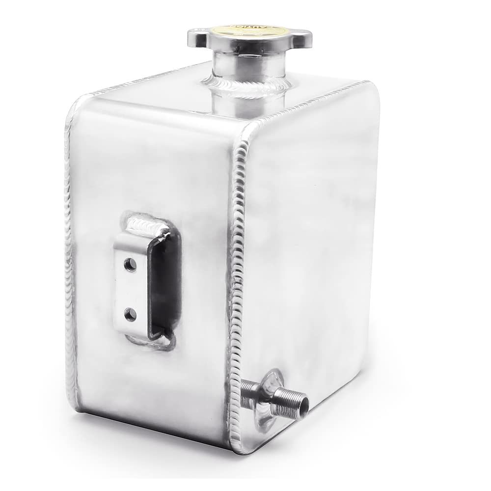 Coolant Expansion Tank Radiator Overflow Tank Water Coolant Reservoir Tank Aluminum Radiator Catch Can Complete Header Kit Universal Silver 2.5L