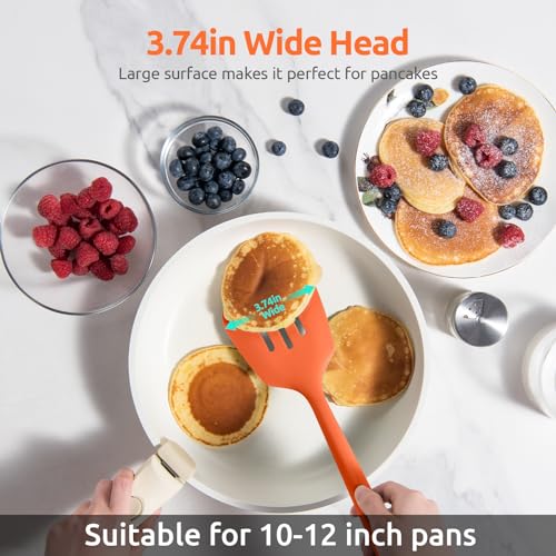 Image of U-Taste Silicone Turner Slotted Spatula, 13.6 inch Long /3.7 inch Wide, Orange