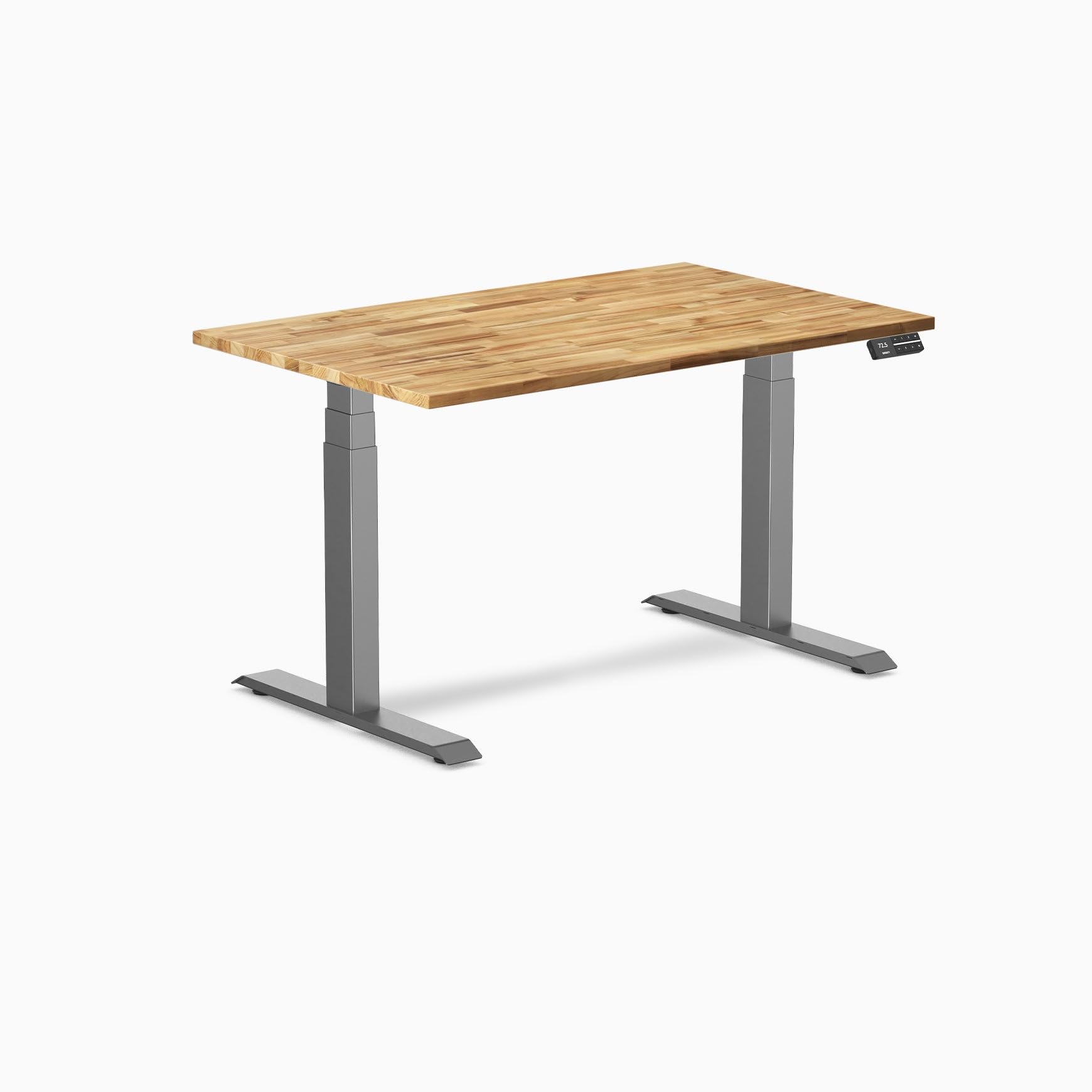 Desky Dual Hardwood Sit Stand Desk Acacia 48" Space Gray