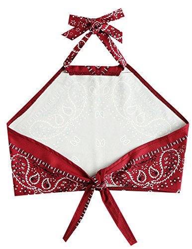 SweatyRocks Women's Vintage Print Halter Neck Crop Top3