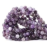 CHEAVIAN 45PCS 8mm Natural Dog Teeth Amethyst Gemstone Round Loose Beads Crystal Energy Stone Healin