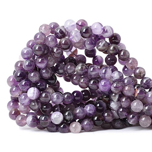 Cheavian 45Pcs 8Mm Natural Dog Teeth Amethyst Gemstone Round Loose Beads Crystal Energy Stone Healing Power For Jewelry Making 1 Strand 15" #TOP8