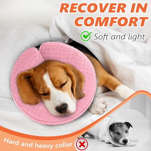 Image of Inflatable Dog Cone Collar After Surgery, Soft Dog Cone for Large Medium Small Dogs and Cats, Adjustable Blow up Neck Donut, Pet Recovery E Collar Alternative Not Block Vision(Pink,S)
