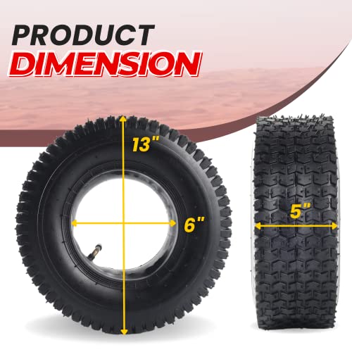 Image of (2-Set) AR-PRO Replacement 13x5.00-6 Tire and Inner Tube Sets for Razor Dirt Quad Versions 1-18 - Compatible with Yerf Dog, Motovox, and More - Also Compatible with Yard Tractors and Hand Trucks