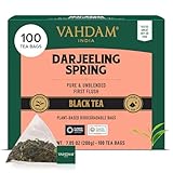 VAHDAM, Exotic Darjeeling First Flush Tea Leaves (100 Black Tea Bags) High Caffeine, Non GMO, Gluten Free | Aromatic & Robust | Unblended First Flush Darjeeling Tea Bags | Resealable Ziplock Pouch