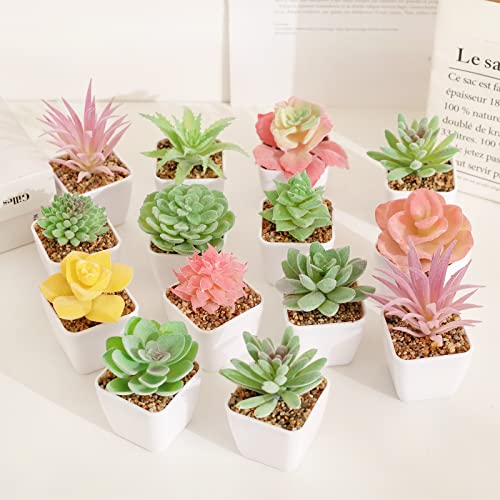 Lita 12 Pcs Artificial Faux Succulent Plants With Pot Fake Succulents Small Plants Ceramic Potted Mini Tiny Decoration For Indoor Decor Home Office Desk Window Room Bathroom Bedroom Faux Greenery #TOP4