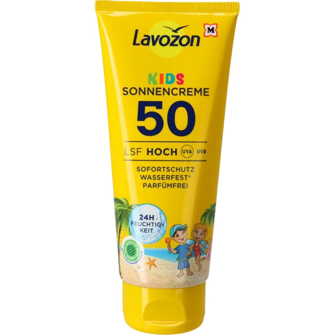 LAVVOZON Sonnencreme Kids, LSF 50, 100ml, wasserfest, 4 Er