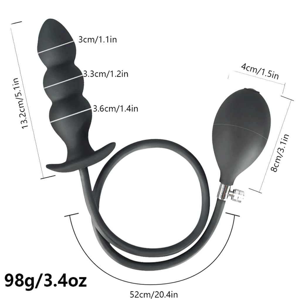 30 cm x 11 cm Anal Plug Anal 3 Perlas Tapón Anal Hinchable Boca Globo con Bomba Silicona Juguete Sexual Consolador para parejas/hombres/mujeres