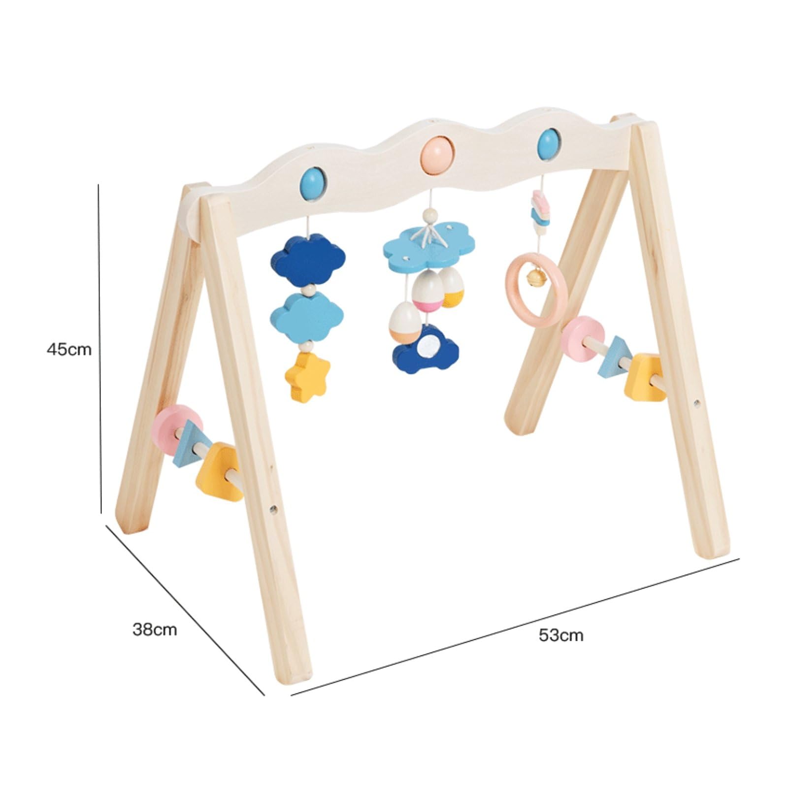 Amagogo Spielbogen Holz Gym Spieltrapez Aktivitätsrahmen Greifspielzeug Motoriktrainer Inspiriert Natürliche für s Spielmatte Zuhause Kita
