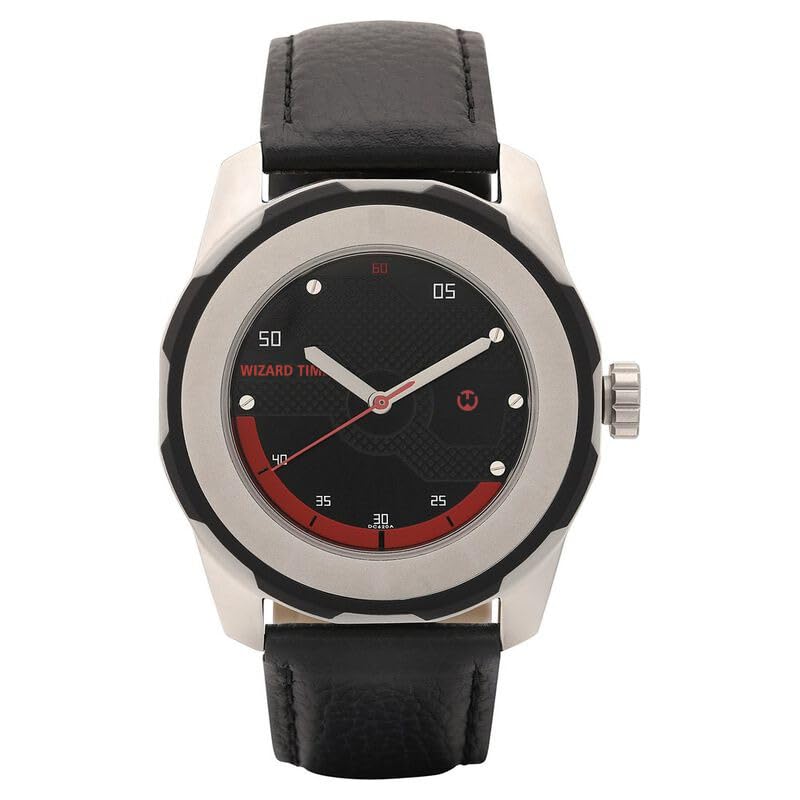 WIZARD TIMES Men’s Watch, Black Leather Strap, Black Dial Analog Wrist Watch, Water Resistant, Formal & Casual Wear, Gift Watch for Men (BLACK) (B0D9TVMXQV) Amazon Price History, Amazon Price Tracker