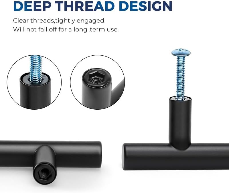 Miniatura 4 de JOY DECOR Paquete de 3 pomos de gabinete, manijas de gabinete negras, pomos de cabina de cocina de 2 pulgadas, pomos de cajón de un solo agujero