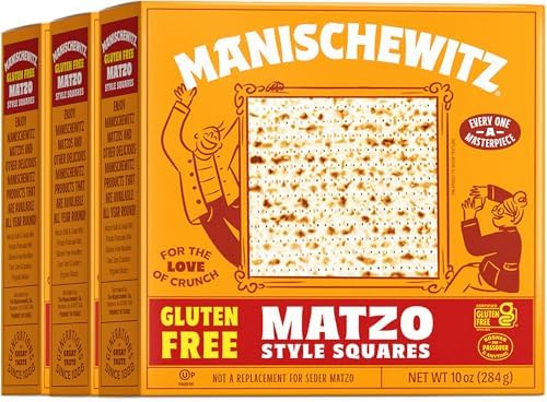 Manischewitz All Natural Gluten-Free Matzo Style Squares, 284g (Pack of 3) | Kosher for Passover