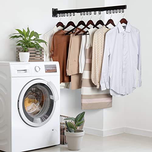 Luxe-Laundry-Premium-Wall-Mounted-Clothes-Drying-Rack-Aluminum-Wall-Mounted-Foldable-Tri-Fold-Collapsible-Space-Saving-Clothes-Drying-Rack-for-Laundry-Room-Wall-Dry-Wall-Jet-Black Luxe Laundry Premium Wall Mounted Clothes Drying Rack Aluminum Wall Mounted Foldable Tri Fold Collapsible Space Saving Clothes Drying Rack for Laundry Room Wall Dry Wall Jet Black