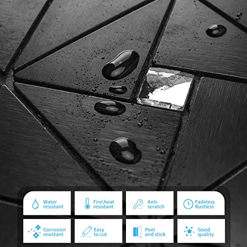 Art3D 10-Sheet Peel And Stick Backsplash Metal Mosaic Tiles For Kitchen Wall Decor, Stick On Aluminum Composite Tiles Stikers, Black Windmill Puzzle Glass Mixed #TOP3