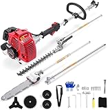 58cc Gas Powered Pole Saw, 2-Cycle 5-in-1 Multi-Function Yard Tool with 11.5' Blade, Weed Wacker, Brush Cutter, Hedge Trimmer & String Trimmer for Lawn Garden Farm Care