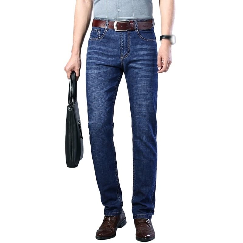 Stretch Jeans Solid Color Slim Jeans Business Casual Jeans(32)2