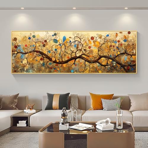Peinture diamant grand format motif arbre pour décorer le salon ou la chambre adulte 45x130cm
