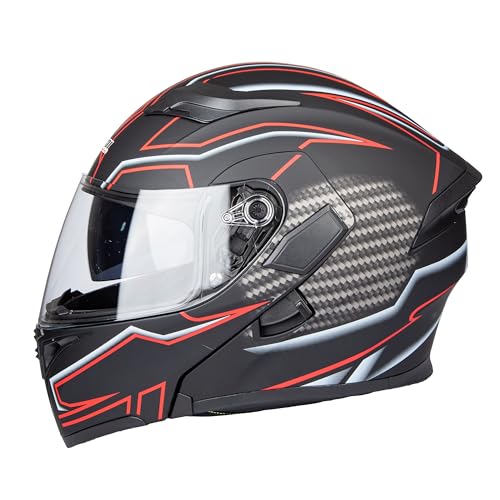 Helm für Motorräder Full-Face Motorcycle Helmet Tragbarer Integralhelme Flip-up Motorradhelm Zertifizierung von DOT (Magie, M)