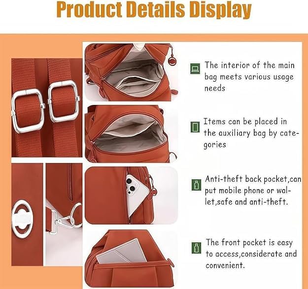 Borsa da Viaggio antifurto 3 in 1, Borsa da Viaggio Impermeabile bidirezionale, Borsa a Tracolla Convertibile Oxford di Grande capacità
