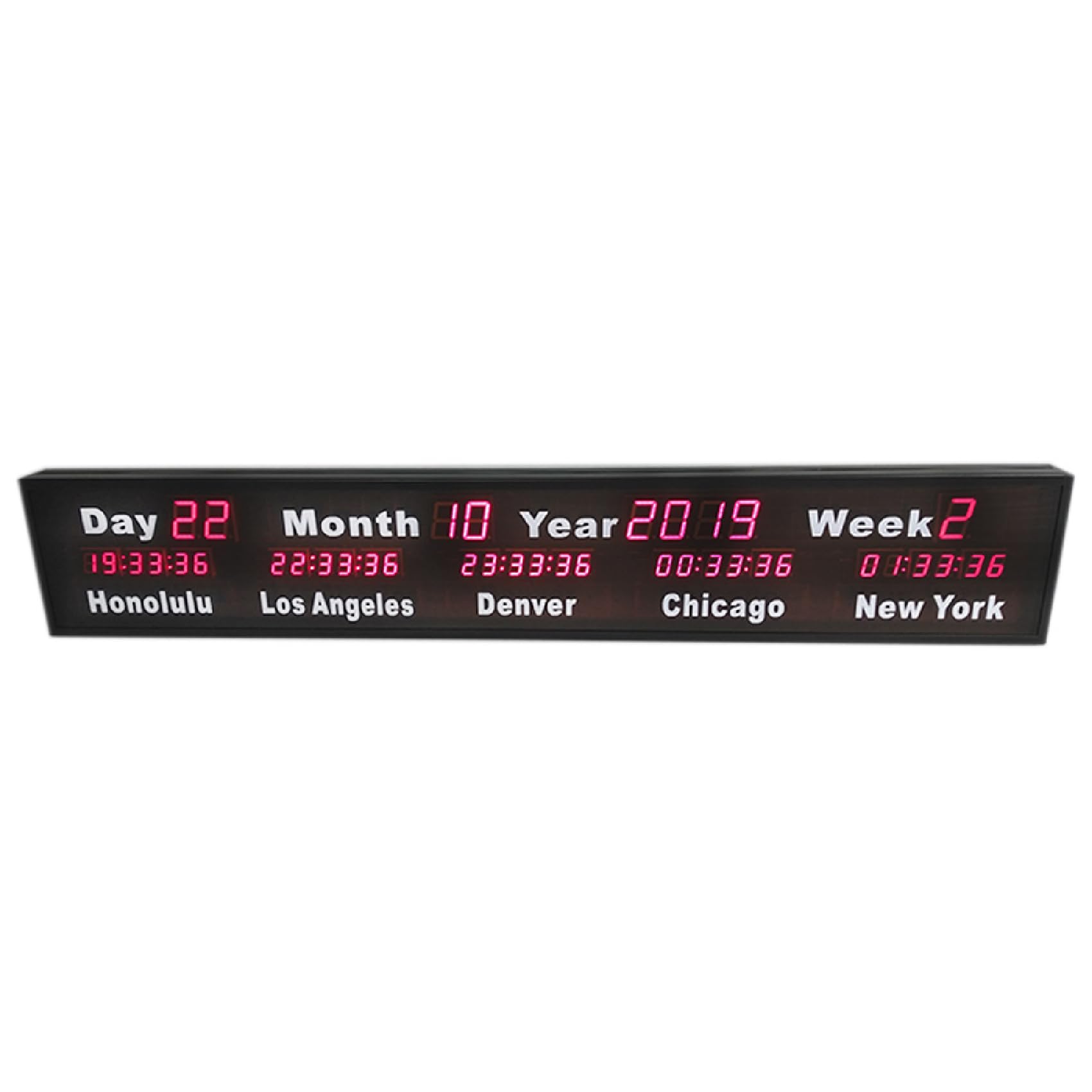World Time Zone Clocks Wall Mounted Large Digital Led World Clock, 5 ...