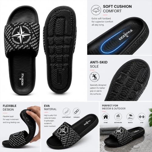 Image of Men's Streetwear Sliders | Extra Soft Doctor Recommended Chappals | Stylish Designer Textured Sole | Lightweight Comfortable Slip-On Slippers KS 2001