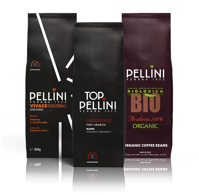 Pellini, Set de degustación de granos de café Pellini Top, Bio, Vivace, 3 paquetes de 500g (1,5 kg)